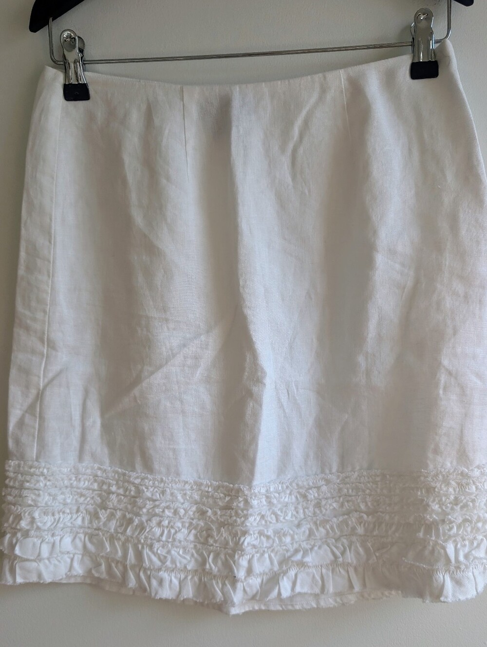 Tommy Bahama 100% Linen Two Palms White Fringe Skirt Raw Hem Lined Sz 0
